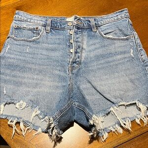Abercrombie & Fitch Blue Frayed Jean Shorts